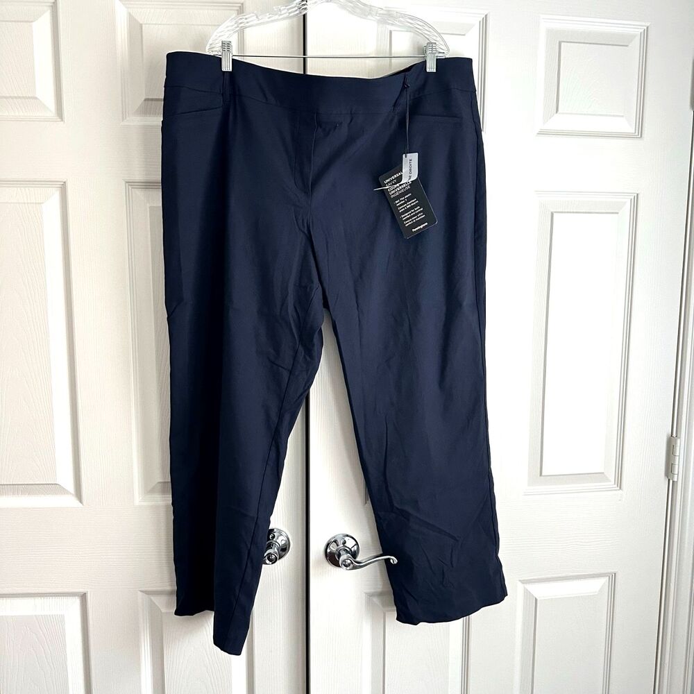 Penningtons 28P Plus Size Petite Pull-On Dress Pants Navy Career Office NWT